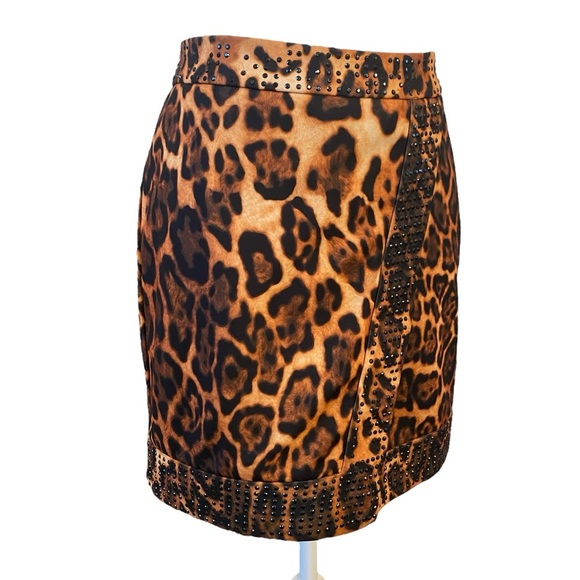 ak Anne Klein Urban Vintage 90s Y2k Leopard Print Skirt - Picture 1 of 9